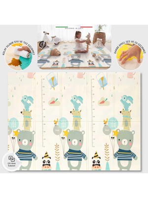 Elele Happy Bear Katlanabilir Oyun Halısı 180 x 200 cm Krem Rengi Eğlenceli Desenli Yumuşak Mat XFD216