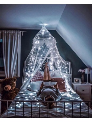 10 mt Eklenebilir 100 Ledli Beyaz  Sabit  Yılbaşı LED Aydınlatma