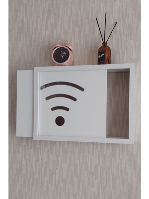 HKM Ticaret Beyaz 25 x 35 x 7  cm  Wifi Amblemli Duvara Asılabilir Sigorta ve Modem-Wifi Saklama Kutusu! Saklama Kutusu