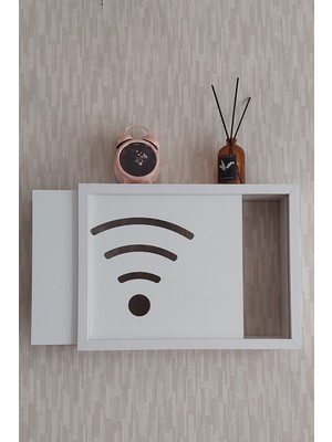 HKM Ticaret Beyaz 25 x 35 x 7  cm  Wifi Amblemli Duvara Asılabilir Sigorta ve Modem-Wifi Saklama Kutusu! Saklama Kutusu