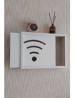 HKM Ticaret Beyaz 25 x 35 x 7  cm  Wifi Amblemli Duvara Asılabilir Sigorta ve Modem-Wifi Saklama Kutusu! Saklama Kutusu