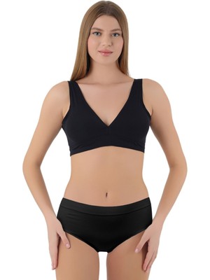 Merry Secrets Kadın Mikro Fiber Yüksek Bel Bato Külot - 1'li Paket (Siyah, Beyaz, Ten Renk)