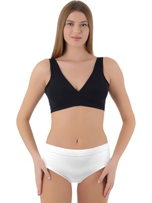 Merry Secrets Kadın Mikro Fiber Yüksek Bel Bato Külot - 1'li Paket (Siyah, Beyaz, Ten Renk)