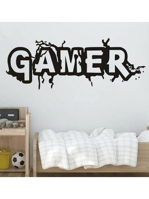 Gamer Oyuncu Yazı Duvar Tablo Dekor Ahşap Lazer Kesim Hediyelik Eşya 15X40CM
