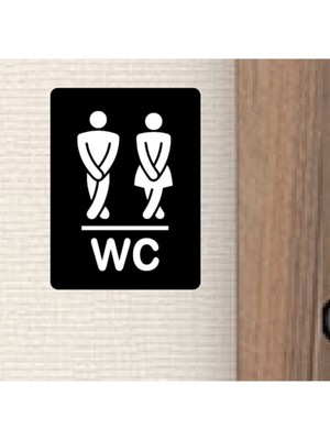 Modat Esprili Wc Kapı Tabelası Siyah Renk