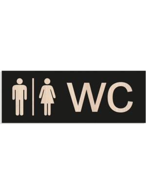 Wc Yönlendirme Yazısı Siyah Ahşap