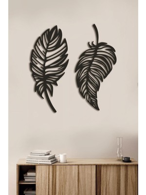 Dekoratif Ikili Yaprak Seti Lazer Kesim Ahşap Duvar Dekorasyon Ürünü BLTBL015