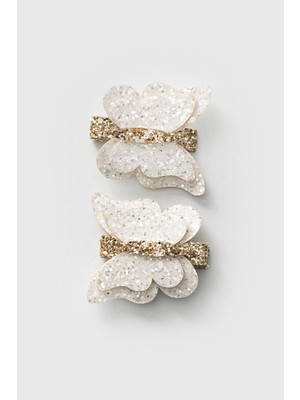 Gümüş Kelebek Ikili Kız Çocuk Klips Toka