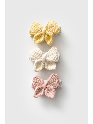  3'li Kurdele Örgü Fiyonk Klips Toka Set