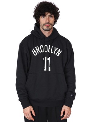 Nike Nba Brooklyn 11 Hoodie Erkek Kapüşonlu Bol Kesim Sweatshirt Siyah