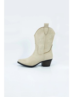 Kadın Bej Su Geçirmez Içi Sıcak Astar Kovboy Modeli Bot