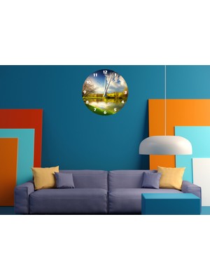 Ti Play Yeşil Berrak ve Kuşlar 30 x 30 cm  Akrilik Dekoratif Modern Duvar Saati