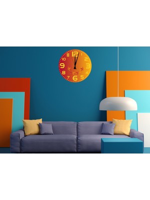 Ti Play Yıldızlı Sarı Kırmızı 30 x 30 cm  Akrilik Dekoratif Modern Duvar Saati