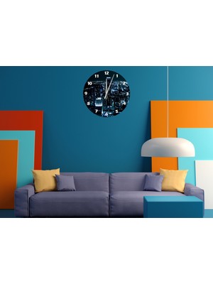 Ti Play Büyük Şehir Işıkları 30 x 30 cm  Akrilik Dekoratif Modern Duvar Saati