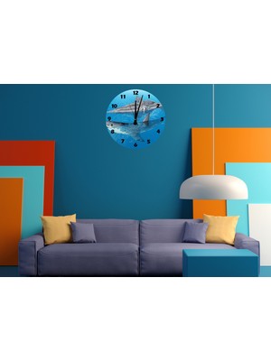 Ti Play Büyük Megalodon  30 x 30 cm  Akrilik Dekoratif Modern Duvar Saati