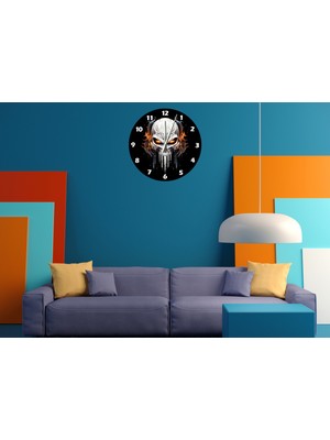 Ti Play Iskelet Kafa 30 x 30 cm  Akrilik Dekoratif Modern Duvar Saati