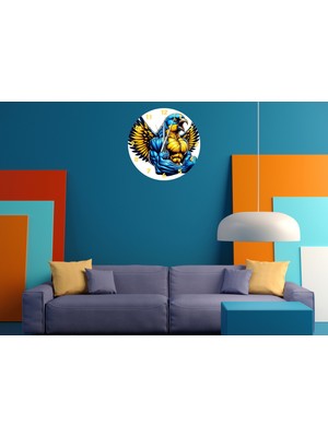 Ti Play Kanarya Sarı Lacivert  30 x 30 cm  Akrilik Dekoratif Modern Duvar Saati