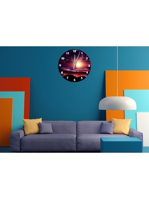 Ti Play Muhteşem Gökyüzü ve Şehir 30 x 30 cm  Akrilik Dekoratif Modern Duvar Saati