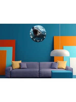 Ti Play Megalodon Saldırı 30 x 30 cm  Akrilik Dekoratif Modern Duvar Saati