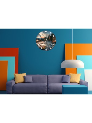 Ti Play Orman ve Nehir 30 x 30 cm  Akrilik Dekoratif Modern Duvar Saati