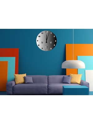 Ti Play Siyah Beyaz Yıldızlı 30 x 30 cm  Akrilik Dekoratif Modern Duvar Saati
