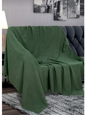 Mat Şönil Nefti Yeşil Çift Taraflı Koltuk Çekyat Örtüsü Şalı