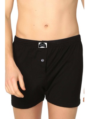 Erkek Siyah 3'lü Havlu Bel Penye Boxer