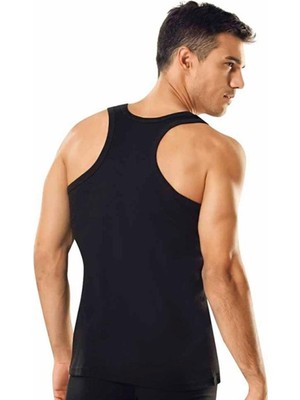 Erkek Siyah 3'lü Paket Pamuklu Ribana Sporcu Atleti