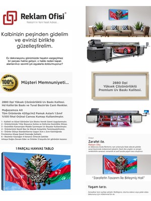 Reklam Ofisi Türkiye Azerbaycan, Osmanlı Tuğralı Devlet Armalı Premium Kanvas Tablo