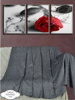 Parlak Desenli Şönil Antrasit Çift Taraflı Koltuk Çekyat Örtüsü Şalı