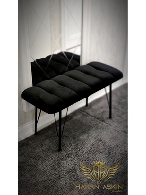 Nidage Metal Ayaklı 90  cm  Eco Black Babyface Puf & Bench Tekli