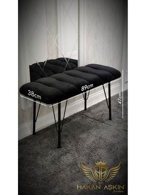 Nidage Metal Ayaklı 90  cm  Eco Black Babyface Puf & Bench Tekli