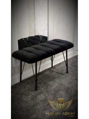 Nidage Metal Ayaklı 90  cm  Eco Black Babyface Puf & Bench Tekli