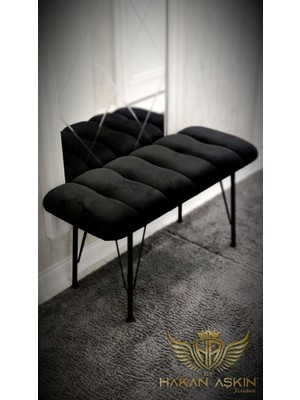 Nidage Metal Ayaklı 90  cm  Eco Black Babyface Puf & Bench Tekli