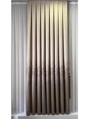 Fon Dünyası Krem Cappuccino Renkli Pano Fon Perde Tafta Kumaş Desenli 80 x 270 cm Tek Kanat Özellikli