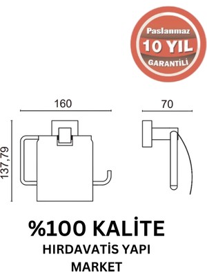 Çelik Banyo Paslanmaz Pirinç Tamay Geniș Kapaklı Kağıtlık Altın Sarı Gold