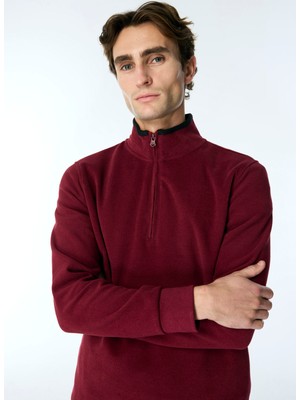 Jeep Dik Yaka Düz Bordo Erkek Sweatshırt J4WM-SWT4281