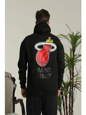Giyim Center Erkek Sırt Baskılı Oversize Üç Iplik Kapüşonlu Sweatshirt - Siyah
