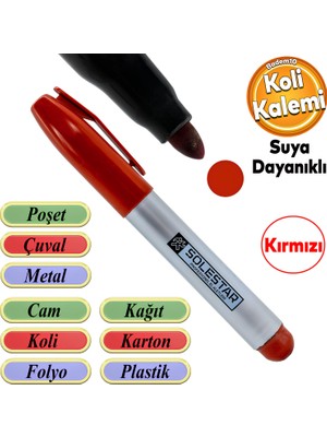 Herkül Kalıcı Çıkmaz Koli Kalemi Suya Dayanıklı Işaretleme Markalama Kırmızı Kalem Metal Cam Çuval Folyo