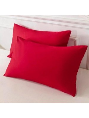 GERCELLA Cotton (Pamuk) 2 Adet 50 x 70  cm  Kırmızı Yastık Kılıfı Pillow Case