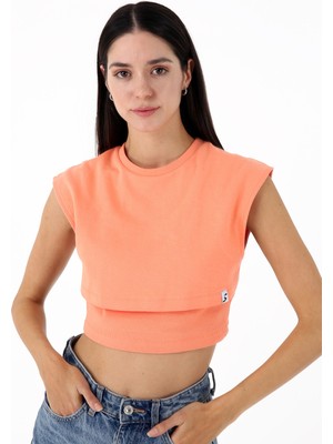 Scorp Spell Kadın Crop Tişört Sardunya