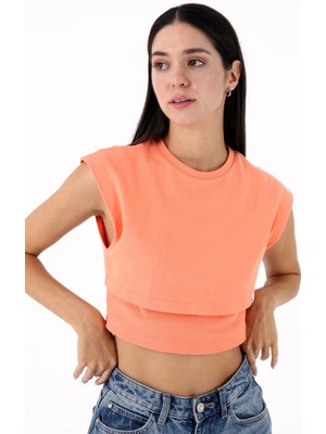 Scorp Spell Kadın Crop Tişört Sardunya