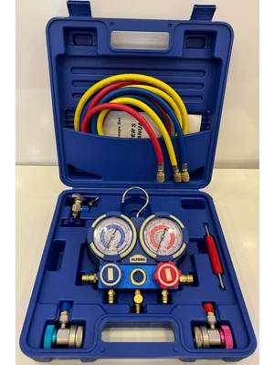Alfero 2 Valfli Manifold Gösterge Kiti 1.5m Hortumlu Çantalı R134 A R22 R404 A R410 A Gaz