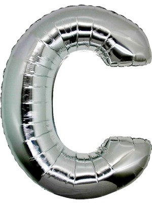Gümüş Folyo Balon 32" Inç 76 cm C Harfi