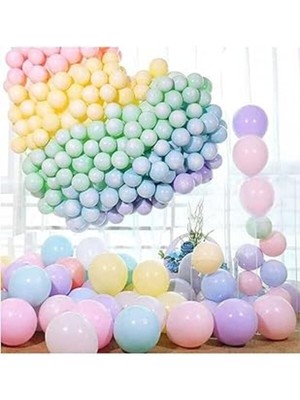 Tatlı Günler Makaron Karışık 10 Adet Mat Balon Büyük Boy 30  cm