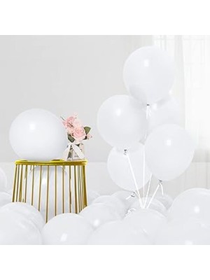 Tatlı Günler Beyaz 30 Adet Mat Balon Büyük Boy 30  cm