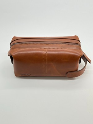 Premium Serisi El Yapımı Hakiki Deri Dopp Kit Erkek Kişisel Bakım ve Seyahat Çantası