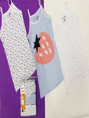 Kıpırık Baby 95% Pamuk  3'lü Kiz Çocuk Atlet