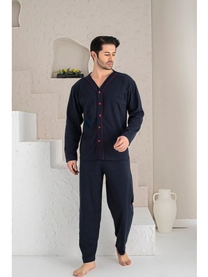 Moonzer Erkek Uzun Kollu Düğmeli Penye Pijama Takımı