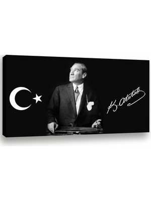 Reklam Ofisi Mustafa Kemal Atatürk, Ay Yıldız Temalı Modern Premium Kanvas Tablo